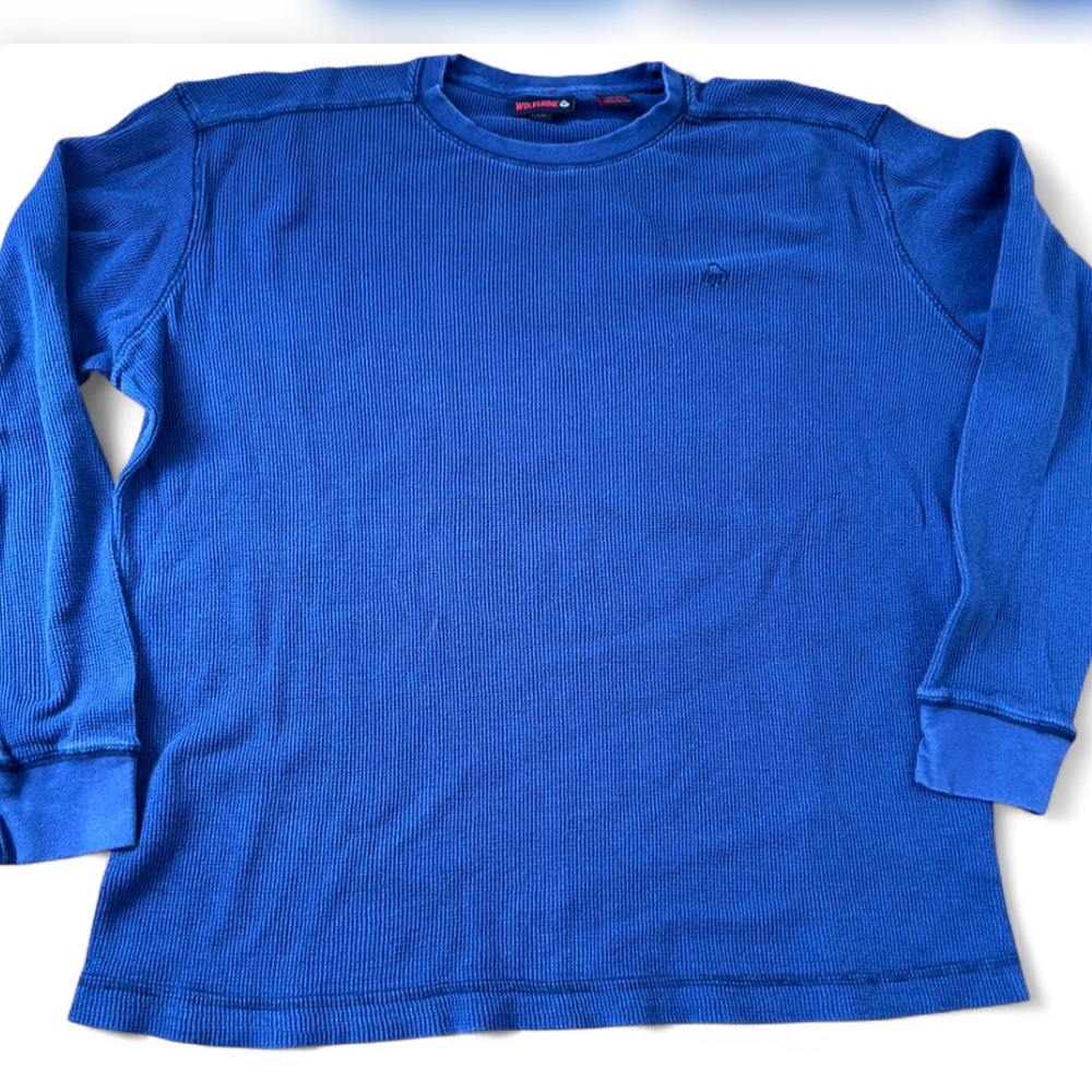 Wolverine navy blue thermal waffle knot long sleeve shirt Size L  #workwear